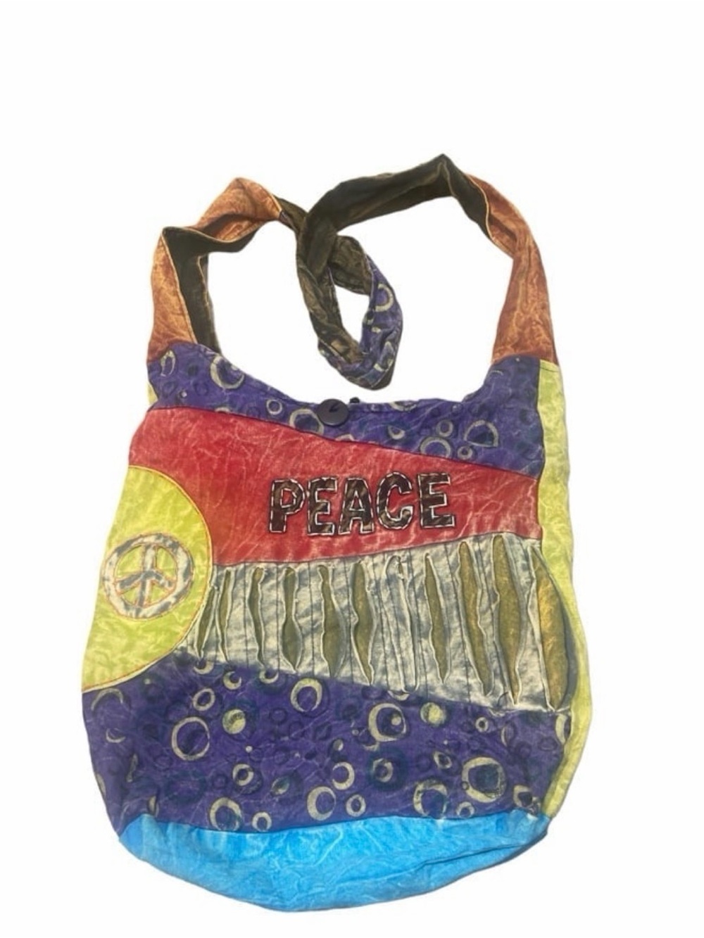 Vintage Peace Patchwork Hippie Hobo Bag Boho Slouchy Shoulder Purse - Picture 2 of 8